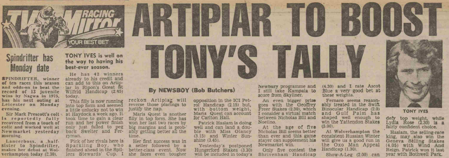 Historic Horse Racing Archive Daily Mirror Racing 16-08-80