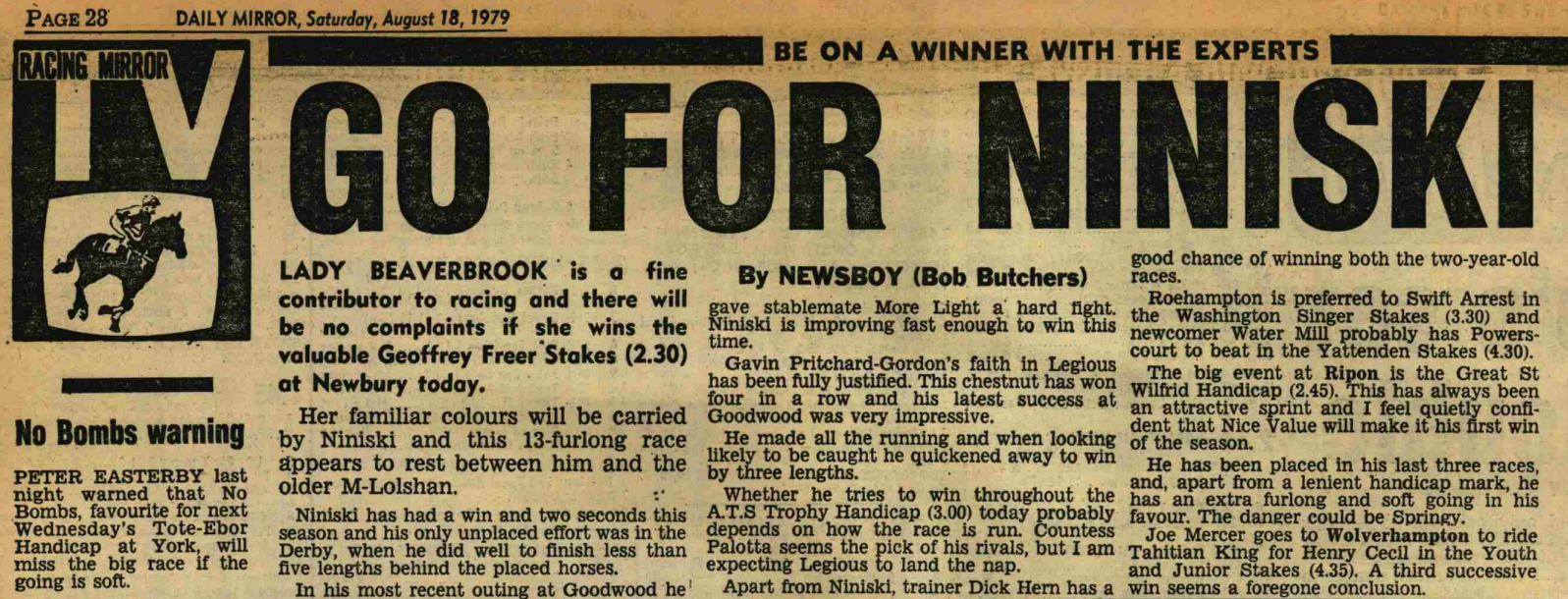 Daily Mirror Racing 18-08-79 Daily Mirror Racing 18-08-79